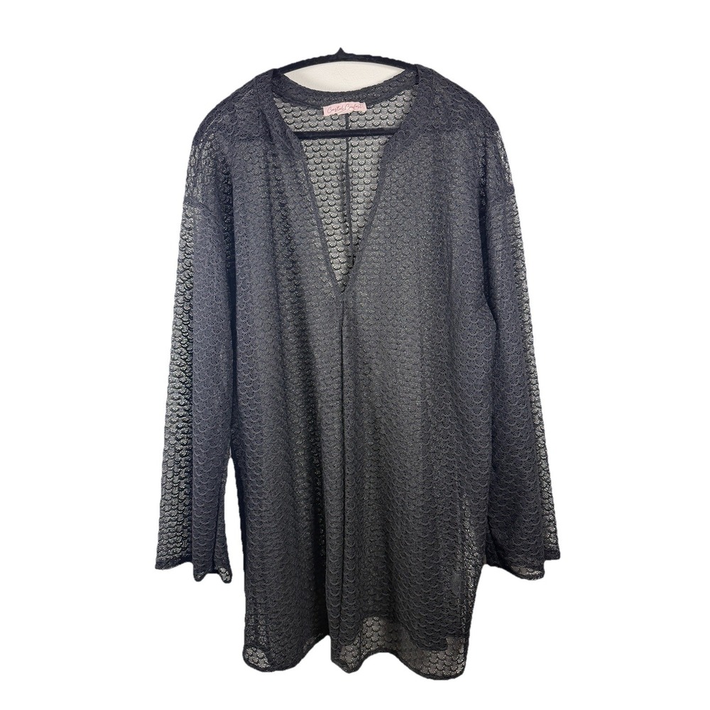 Coastal Comfort Swim Womens Large Black Sheer Swim Cover Up Resortcore Beach